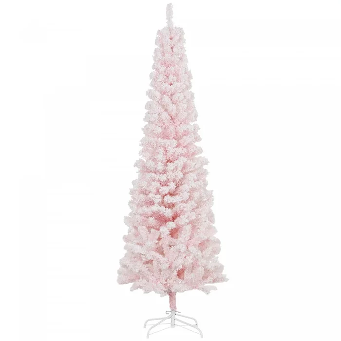 Homcom Snow Flocked Pencil Christmas Tree Slim Artificial Christmas Tree|Homcom Arbre De Noel Artificiel Fin Floque De Neige Artificielle 6pi