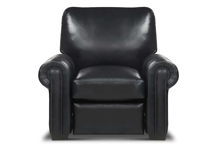 Huntington Traditional Leather Rolled Arm Club Chair Recliner