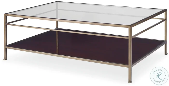 Hyde Park Glass And Antique Brass 37″ Cocktail Table