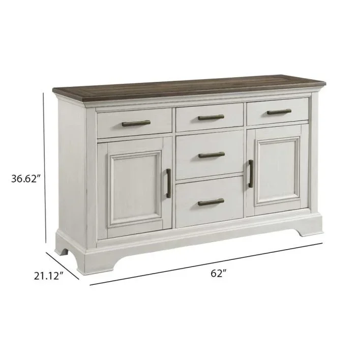 Intercon Drake Two-Toned Rustic White & French Oak Sideboard