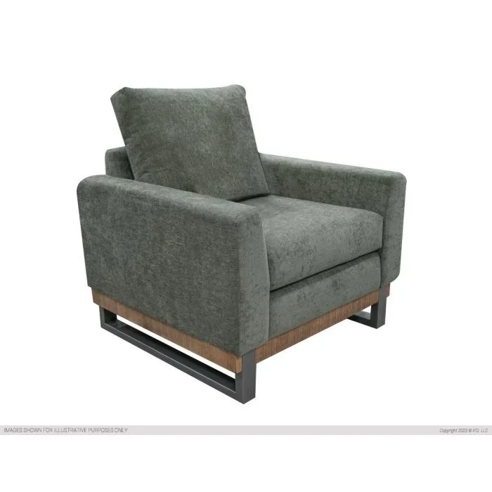 International Furniture Mita Sage Green Metal & Wood Base Armchair