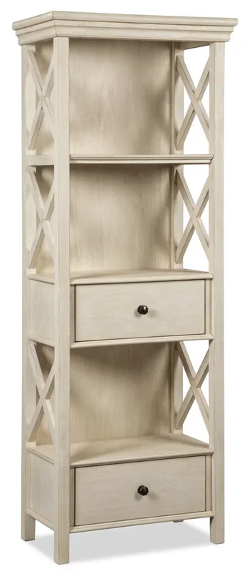 Isla Display Shelft with Storage Drawers, 25.4″W – Antique White | Étagère Isla de 25,4 po (L) avec tiroirs de rangement – blanc antique