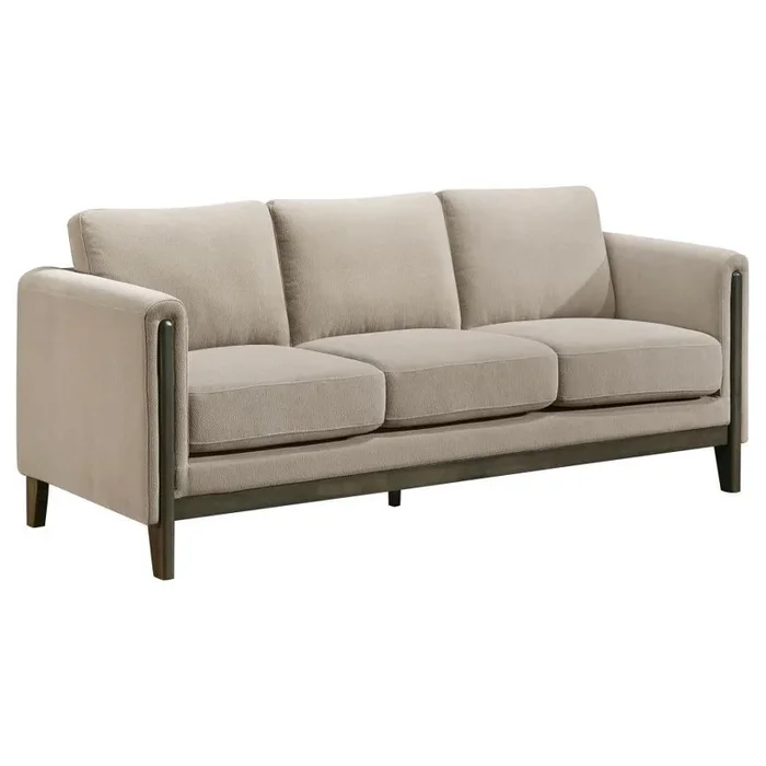 Islington – Fabric Upholstered Panel Arm Sofa – Taupe
