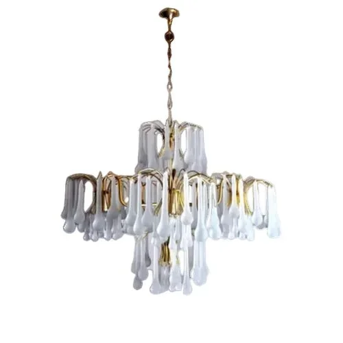 Italian Drop Chandelier in Murano Glass by Venini, 1960