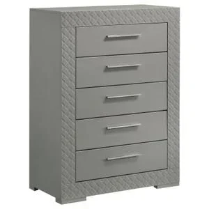 Ives 5-drawer Bedroom Chest of Drawers Grey High Gloss