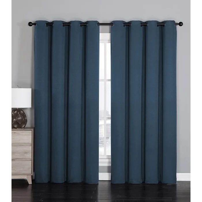 Jacquard Blackout Panel Linea Navy Blue 84″- Set of 2|Panneau coupe-lumière Linea de 84 po bleu marine en jacquard – ensemble de 2