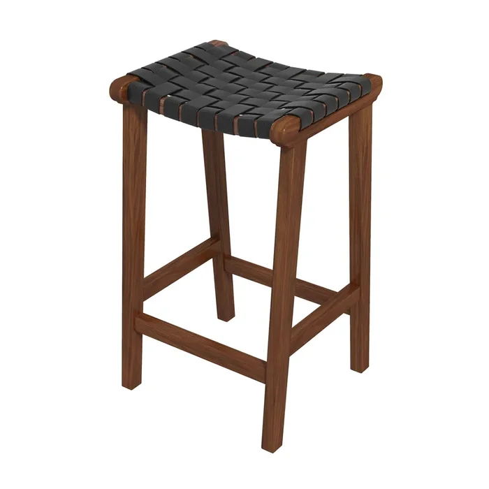 James – Mid-Century Modern Genuine Leather Counter Stool