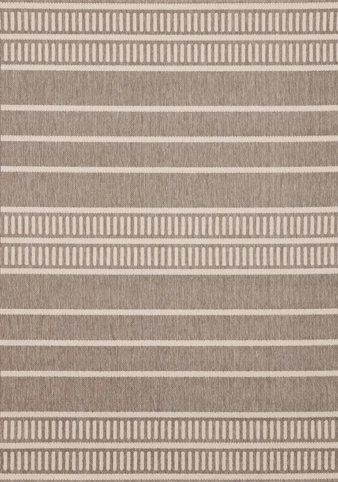 Jasper 8 x 11 Taupe and Cream Striped Outdoor Rug