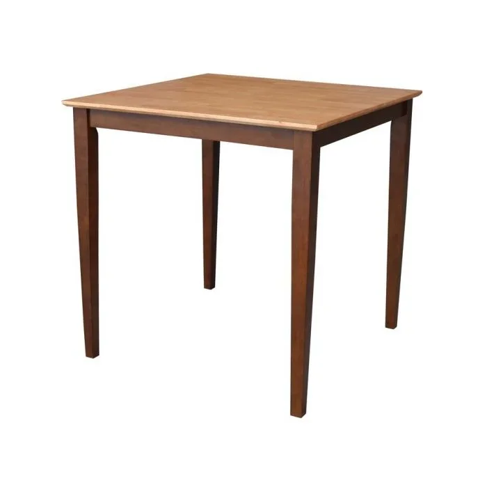 John Thomas Dining Essentials 36 Inch Square Table Top with 36 Inch Shaker Legs in Cinnamon/Espresso