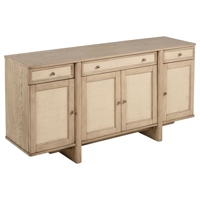 Kailani – 4-Door Cane Sideboard Buffet Cabinet – Beige Oak