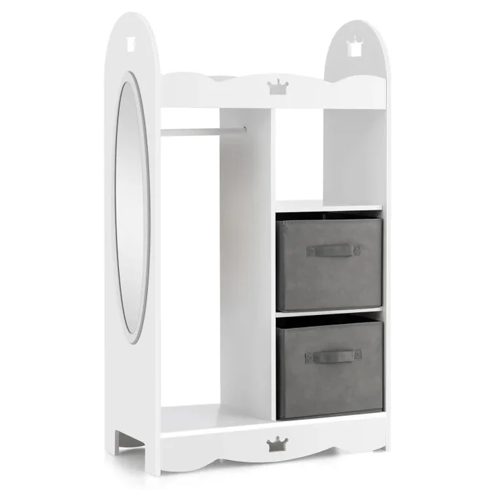 Kids Dress up Storage Costume Closet with Mirror and Toy Bins