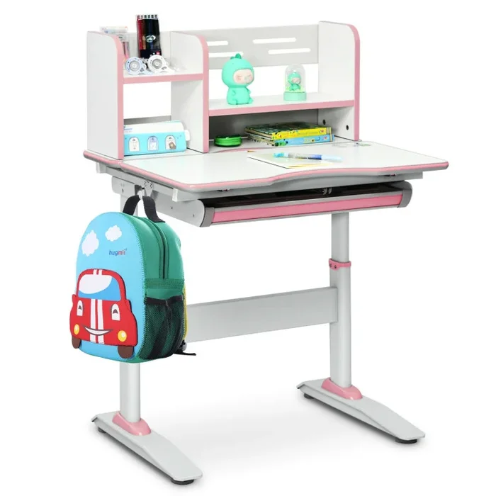 Kids Multifunctional Writing Desk with Tilt Desktop and Book Shelf