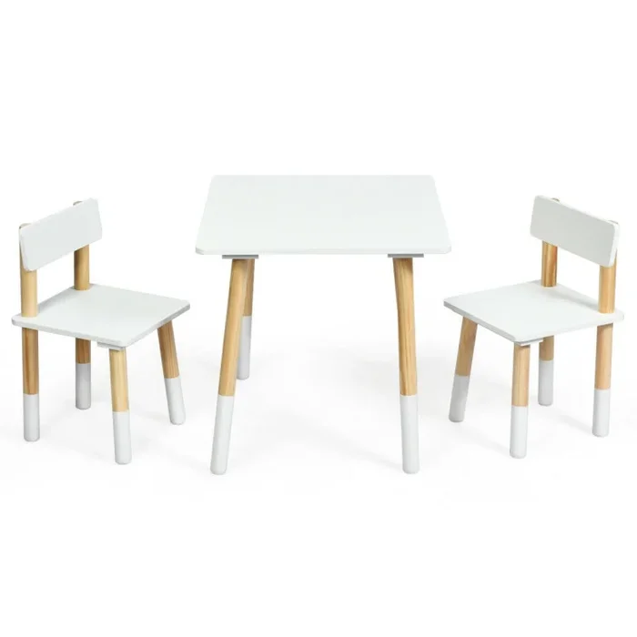 Kids Wooden Table and 2 Chairs Set
