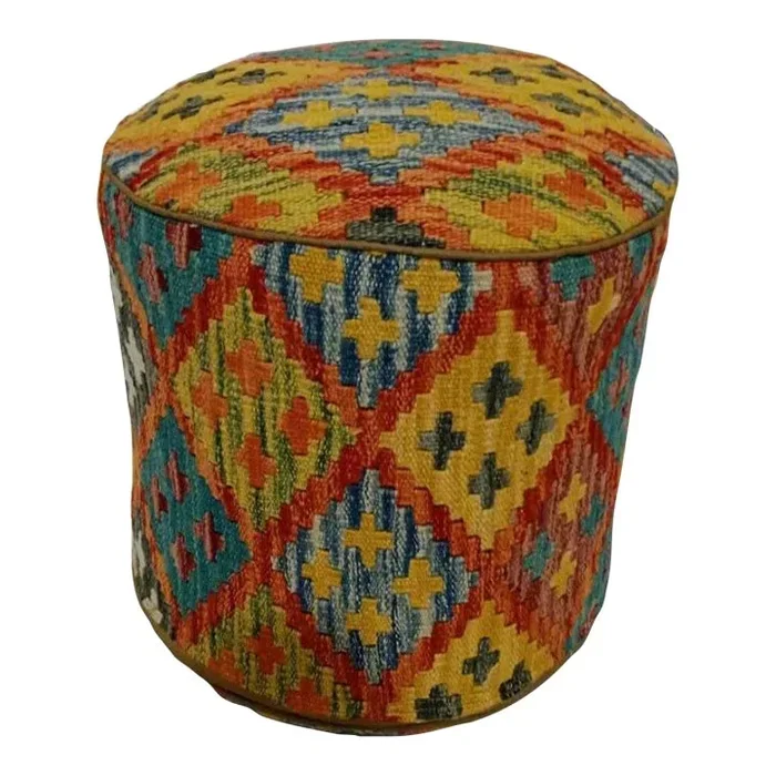 Kilim Rug Pouf Ottoman #42a