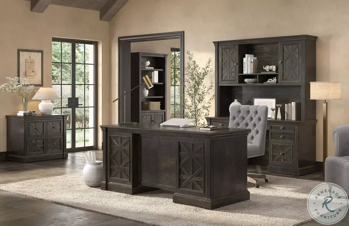 Kingston Dark Brown Double Pedestal Executive Home Office Set