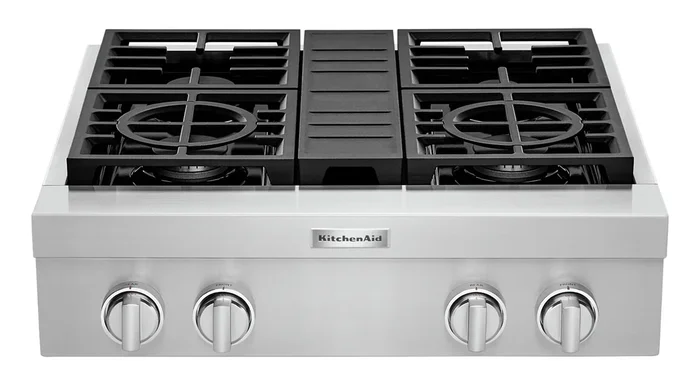 KitchenAid 30″ 4-Element Gas Cooktop – Stainless Steel – KCGC500JSS | Surface de cuisson à gaz KitchenAid de 30 po à 4 éléments – acier inoxydable – KCGC500JSS