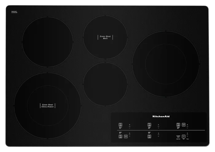 KitchenAid 30″ 5-Element Electric Cooktop – Stainless Steel – KCES950KSS | Surface de cuisson électrique KitchenAid de 30 po à 5 éléments – acier inoxydable – KCES950KSS