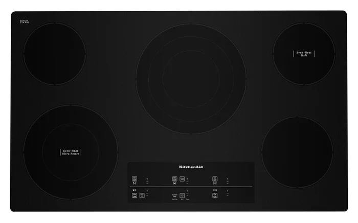 KitchenAid 36″ 5-Element Electric Cooktop – Black – KCES956KBL | Surface de cuisson électrique KitchenAid de 36 po à 5 éléments – noire – KCES956KBL