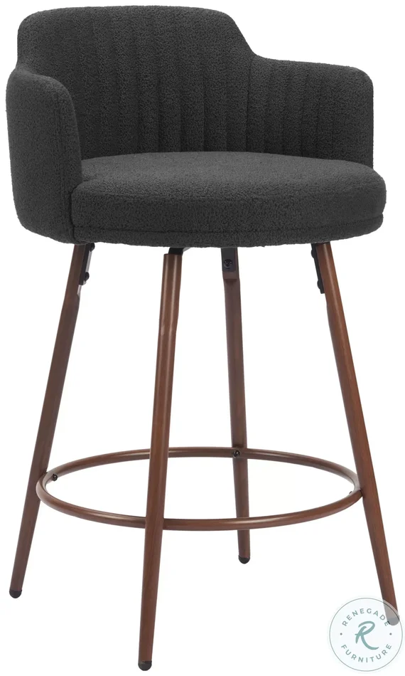 Kono Black And Walnut Swivel Counter Height Stool Set Of 2