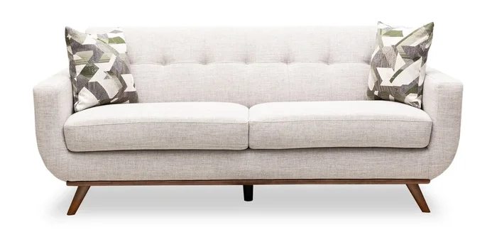 Kort & Co. Freeman 80” Linen-Look Fabric Condo Size Sofa with Wood Legs – Dove White | Sofa Freeman de Kort & Co. de 80 po de format condo en tissu d’apparence lin avec base et pattes en bois – blanc colombe