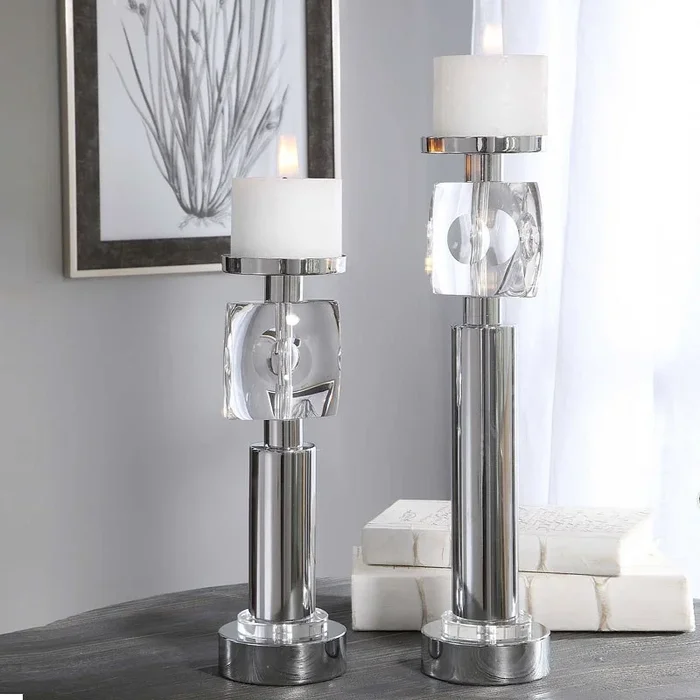 Kyrie Nickel Candleholders (Set of 2)