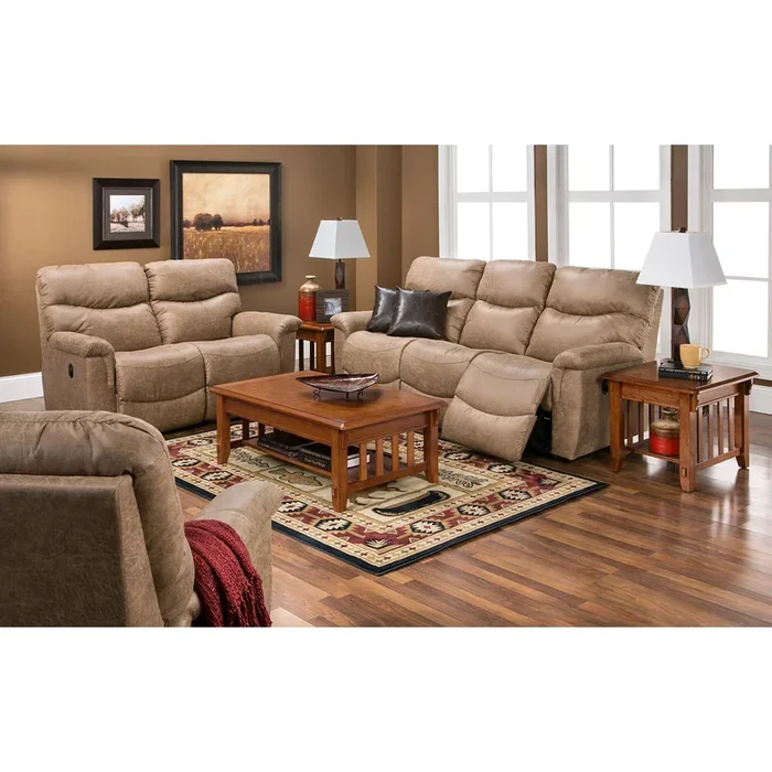 La-Z-Boy James Reclining Sofa and Console Loveseat with Coffee Table and 2 End Tables