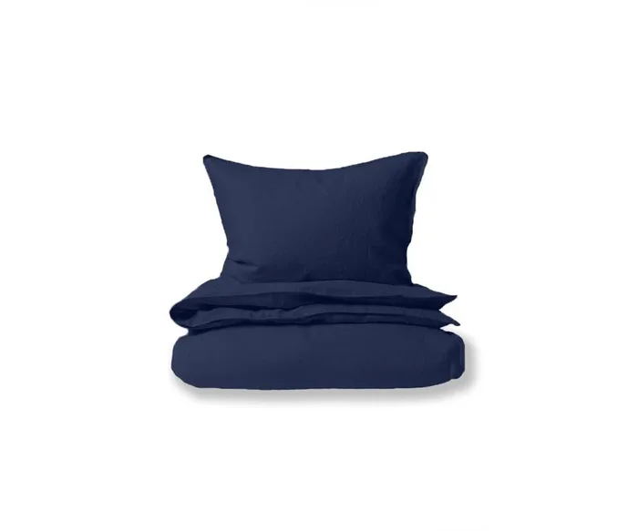 Laila Linen Duvet Cover + Shams Set – Navy
