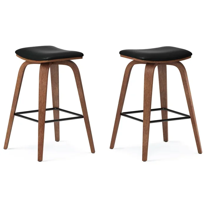 Larsen – Saddle Bar Stool (Set of 2) – Black