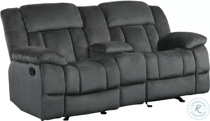 Laurelton Charcoal Double Glider Reclining Console Loveseat