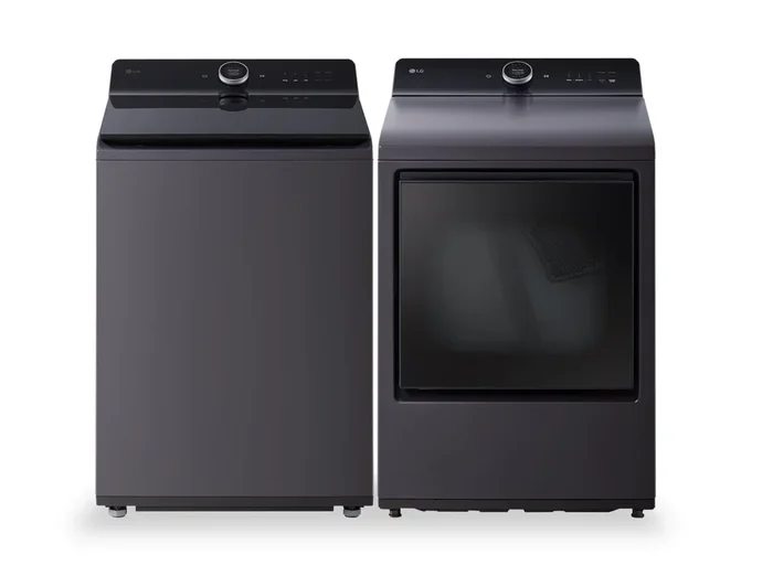 LG 6.3 Cu. Ft. Top-Load Washer with ezDispense™ and 7.3 Cu. Ft. Electric Dryer with EasyLoad™ | Laveuse à chargement par le haut LG 6,3 pi³ avec eZDispense et sécheuse électrique LG 7,3 pi³ avec porte EasyLoad | LGTL8600