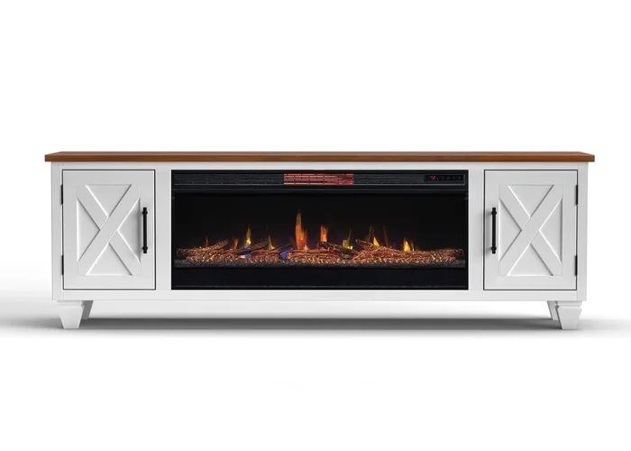 Liberty Jasmine White and Bourbon 78-inch Fireplace Console