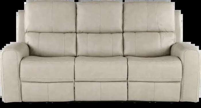 Linden Beige Power Reclining Sofa with Power Headrests