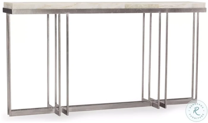 Linden Tumbled White Onyx And Pewter Console Table