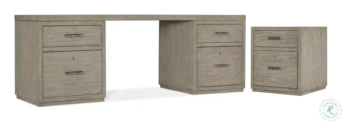 Linville Falls Soft Smoked Gray 84″ Home Office Set with Two File Cabinet