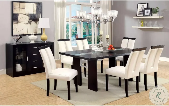 Luminar Glass Insert Rectangular Dining Room Set