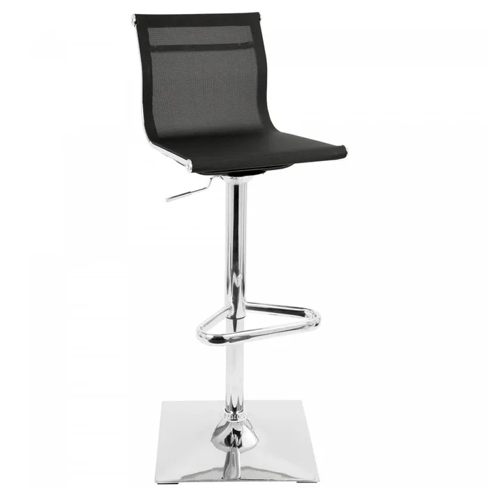 LumiSource Mirage Fabric Contemporary Adjustable Barstool with Swivel – Black|Tabouret bar pivotant réglable contemporain Mirage en tissu – noir