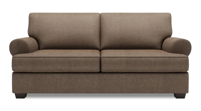 Made in Canada Customizable Sofa Lab Roll 76″ Linen-Look Fabric Condo Size Sofa with Rolled Arms – Luna Praline Brown | Sofa Roll de Sofa Lab de 76 po de format condo fabriqué au Canada en tissu d’apparence lin – brun Luna Praline | RO092591
