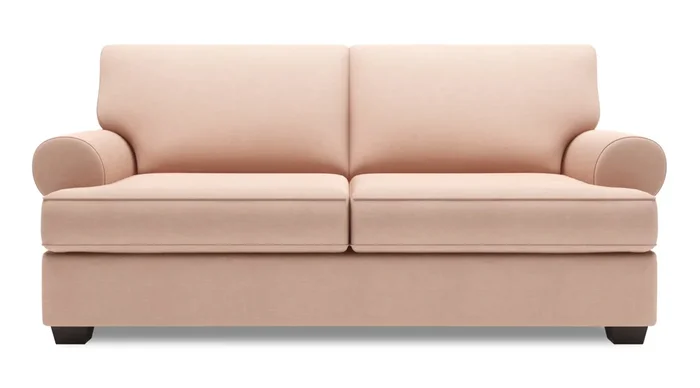 Made in Canada Customizable Sofa Lab Roll 76″ Linen-Look Fabric Condo Size Sofa with Rolled Arms – Pax Rose Pink | Sofa Roll de Sofa Lab de 76 po de format condo fabriqué au Canada en tissu d’apparence lin – rose Pax Rose | RO093249