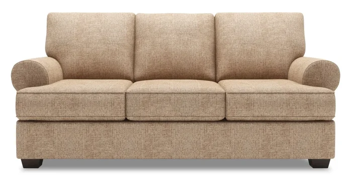 Made in Canada Customizable Sofa Lab Roll 86″ Chenille Fabric Sofa Bed with Rolled Arms – Luxury Taupe | Sofa-lit Roll de Sofa Lab de 86 po fabriqué au Canada en tissu de chenille avec accoudoirs enroulés – taupe Luxury Taupe | RO602893