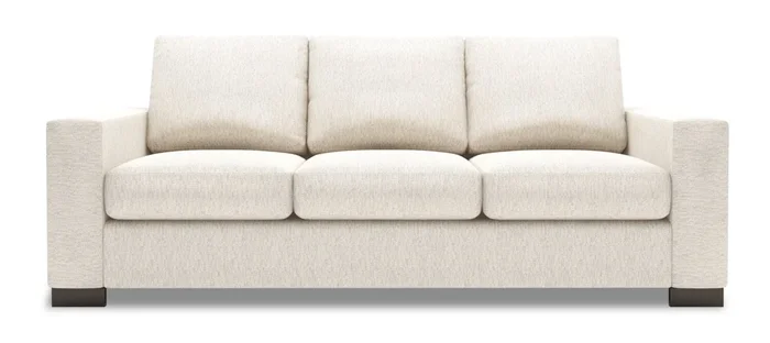 Made in Canada Customizable Sofa Lab Track 85″ Chenille Fabric Sofa Bed with Track Arms – Luxury Sand Beige | Sofa-lit Track de Sofa Lab de 85 po fabriqué au Canada en tissu de chenille avec accoudoirs rectilignes – beige Luxury Sand | TR603093