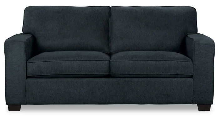 Made in Canada Fiona 58″ Chenille Fabric Twin-Size Sofa Bed with Track Arms – Navy Blue | Sofa-lit simple Fiona de 58 po fabriqué au Canada en tissu de chenille avec accoudoirs rectilignes – bleu marine