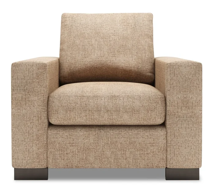 Made in Canada Sofa Lab Customizable Track 38″ Chenille Fabric Chair with Track Arms – Luxury Taupe | Fauteuil Track de Sofa Lab de 38 po fabriqué au Canada en tissu de chenille avec accoudoirs rectilignes – taupe Luxury Taupe | TR302893