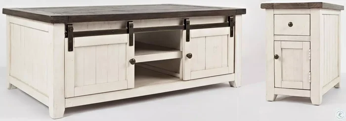 Madison County Vintage White Barn Door Occasional Table Set