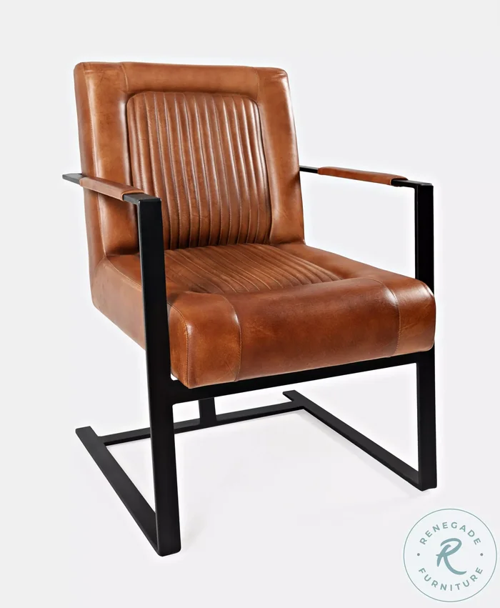 Maguire Saddle Leather Sled Accent Chair