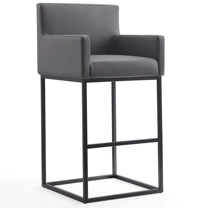Manhattan Comfort Ambassador 42″ Metal Barstool – Grey & Black|Tabouret bar Ambassador de Manhattan Comfort de 42 po en métal – gris et noir