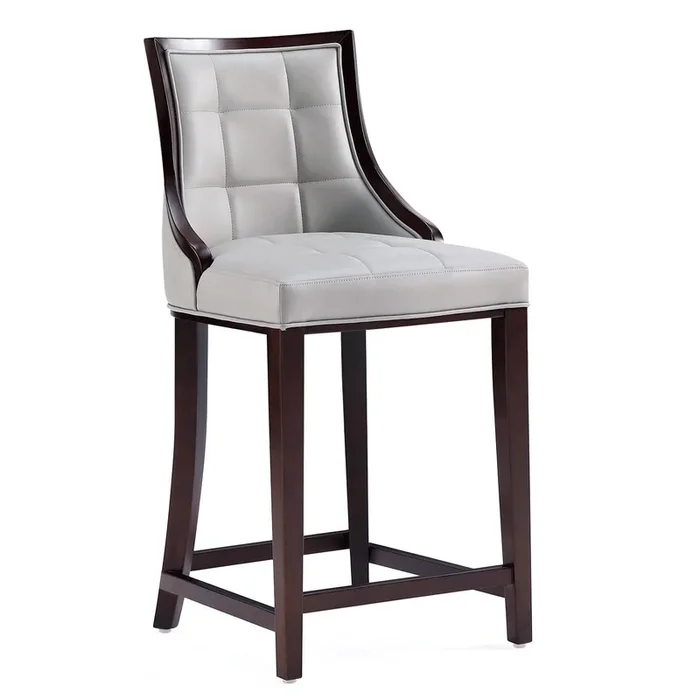 Manhattan Comfort Fifth Avenue Faux Leather Counter Height Barstool – Light Grey|Tabouret bar Fifth Avenue de Manhattan Comfort de hauteur comptoir en similicuir – gris clair