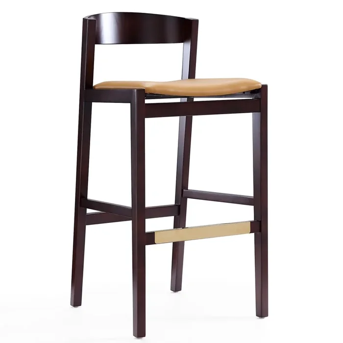 Manhattan Comfort Klismos 40.75″ Beech Wood Barstool – Camel & Dark Walnut|Tabouret bar Klismos de Manhattan Comfort de 40,75 po en hêtre – chameau et noyer foncé