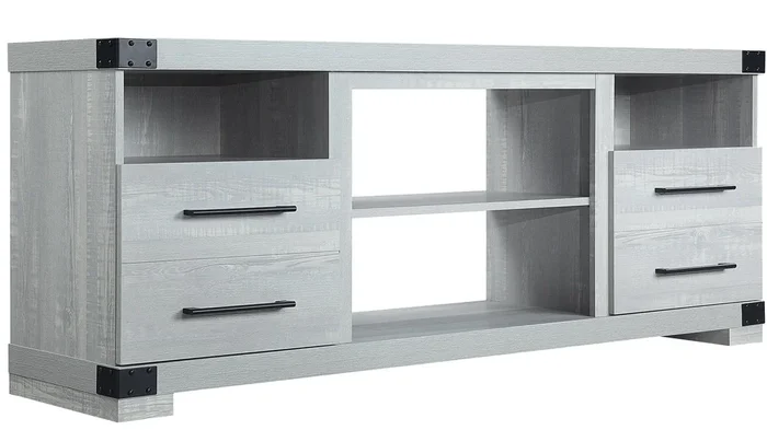 Manhattan Comfort Richmond 60″ TV Stand with 2 Drawers & 4 Shelves – Grey|Meuble pour téléviseur Richmond de Manhattan Comfort de 60 po avec 2 tiroirs et 4 tablettes – gris