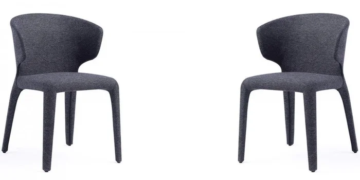 Manhattan Comfort Set of 2 Conrad Modern Woven Tweed Dining Chairs – Black|Ensemble 2 chaises de salle à manger modernes Conrad de Manhattan Comfort en tweed tissé – noir