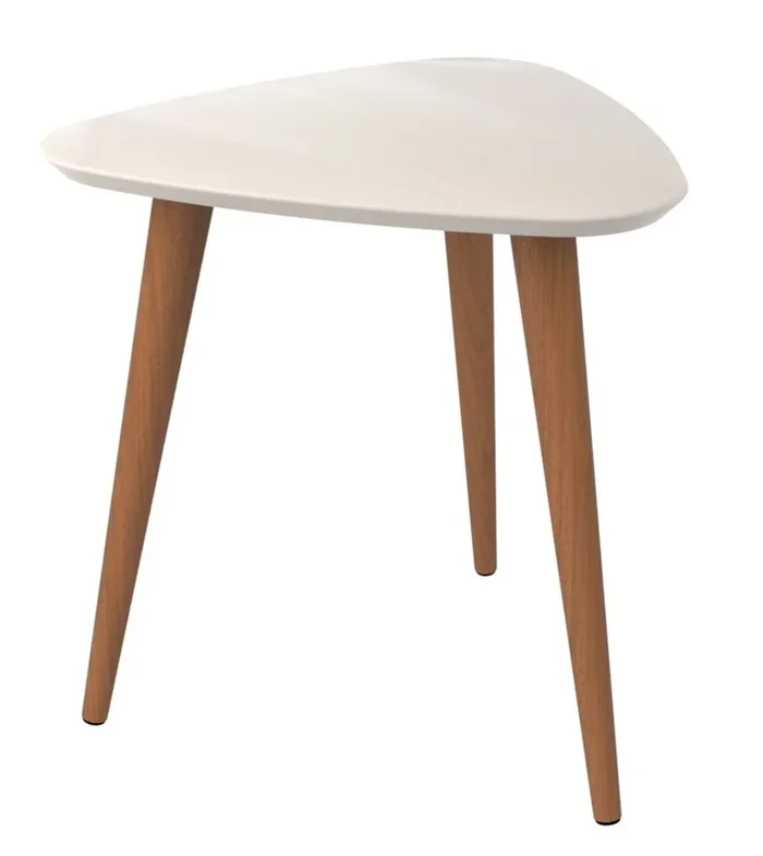 Manhattan Comfort Utopia 19.88″ High Triangle End Table with Splayed Wooden Legs – Off White|Grande table de bout triangulaire Utopia de Manhattan Comfort de 19,88 po avec pattes évasées en bois – blanc cassé